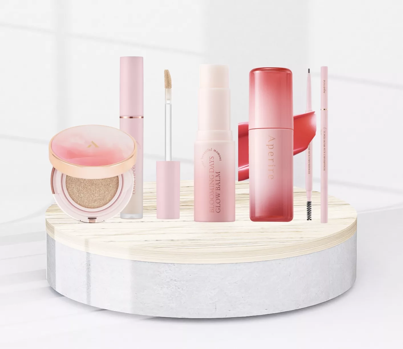 SET MACHIAJ APERIRE – CUSHION, CORECTOR, BALM COLAGEN ȘI LIP TINT